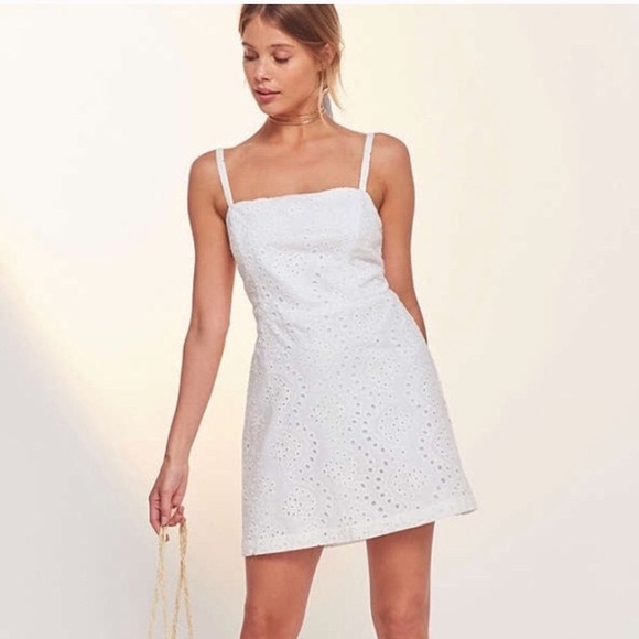 blue and white mini dress